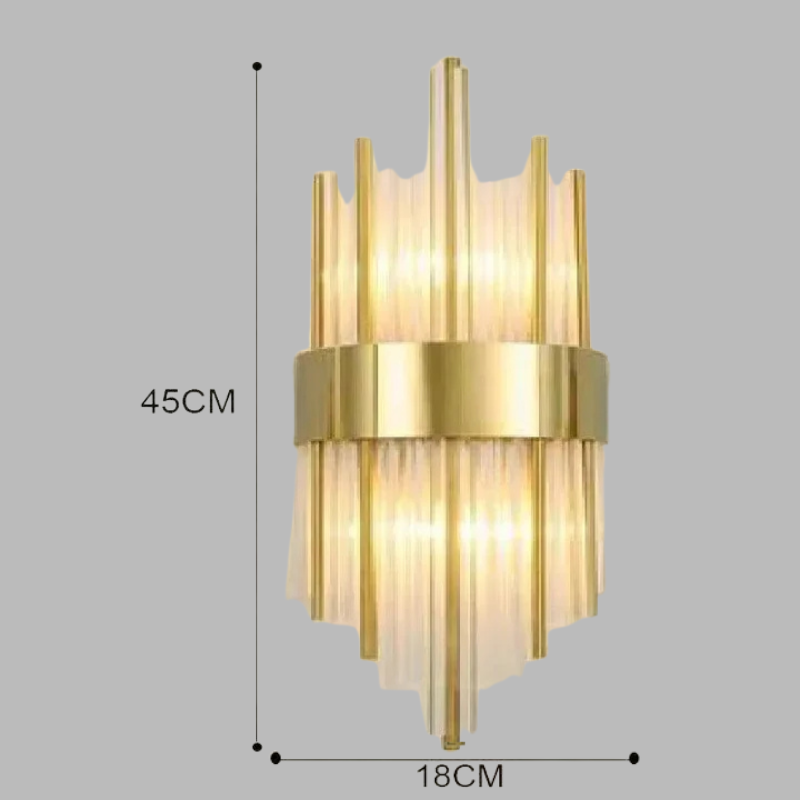 Applique murale innovante en cristal – Éclairage intérieur élégant aux accents dorés