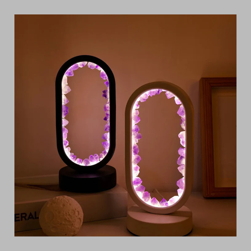 Lampe en cristal d'améthyste naturelle – Lumière apaisante