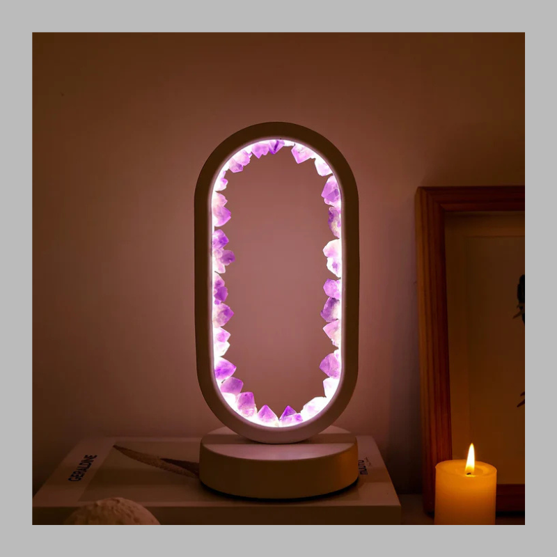 Lampe en cristal d'améthyste naturelle – Lumière apaisante