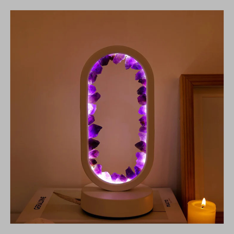 Lampe en cristal d'améthyste naturelle – Lumière apaisante