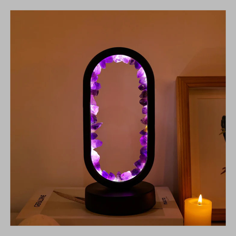Lampe en cristal d'améthyste naturelle – Lumière apaisante