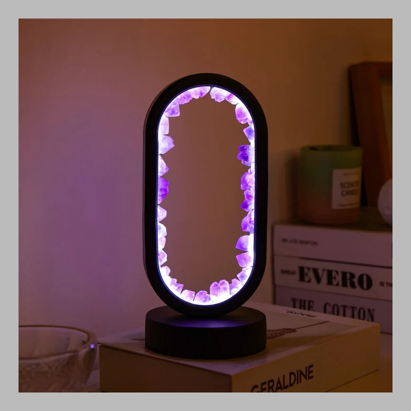 Lampe en cristal d'améthyste naturelle – Lumière apaisante