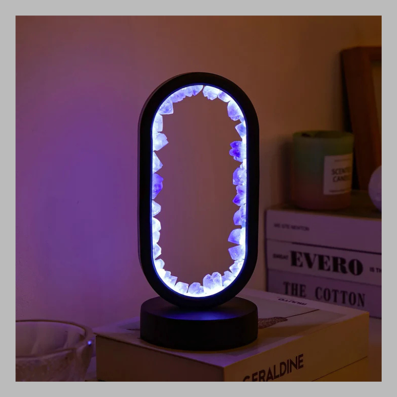 Lampe en cristal d'améthyste naturelle – Lumière apaisante