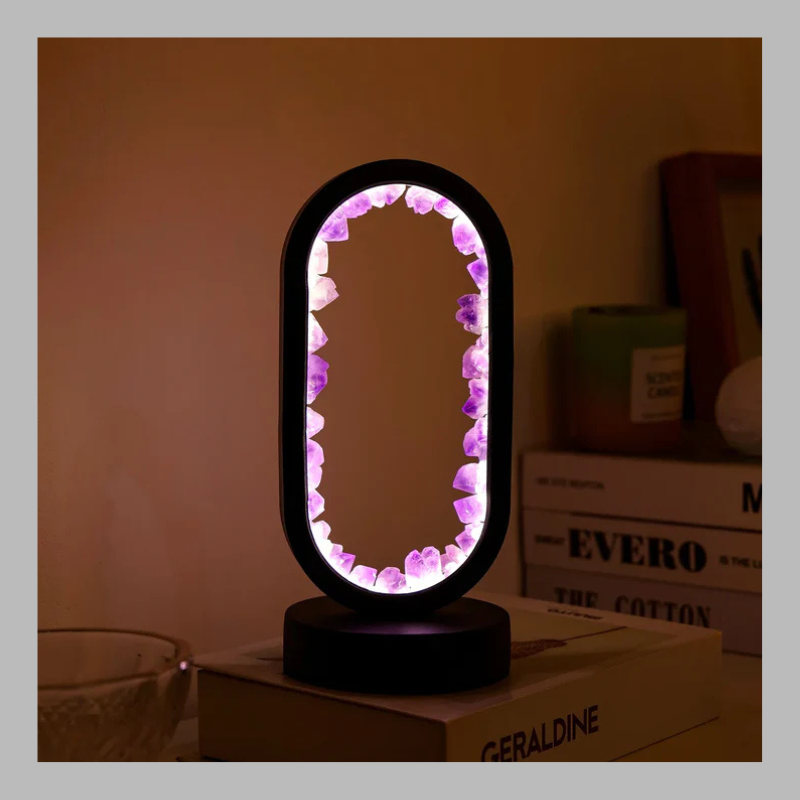 Lampe en cristal d'améthyste naturelle – Lumière apaisante