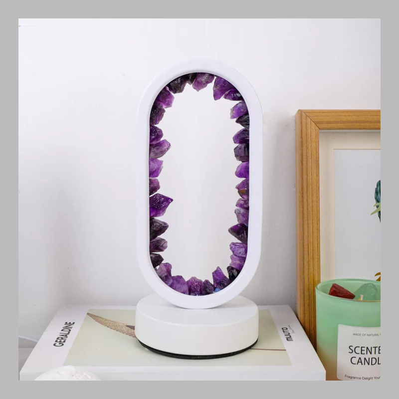 Lampe en cristal d'améthyste naturelle – Lumière apaisante