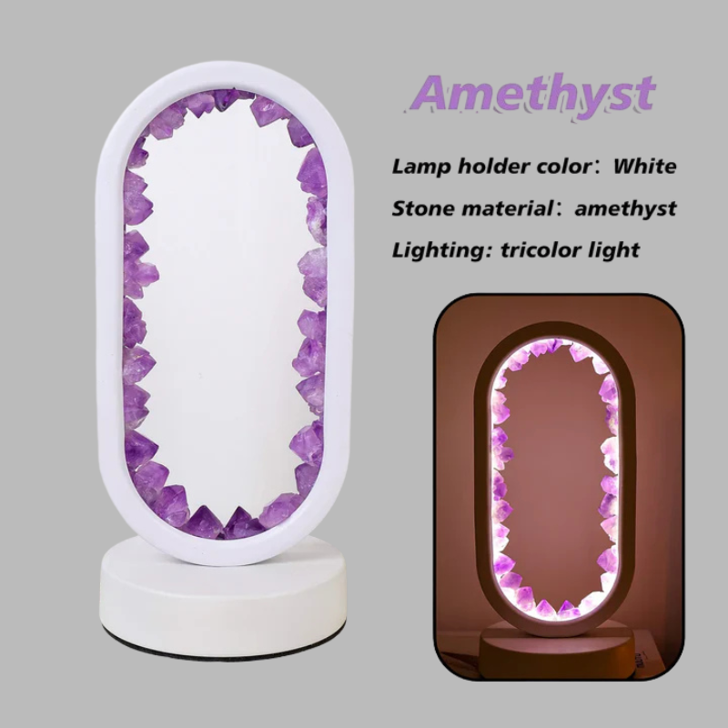 Lampe en cristal d'améthyste naturelle – Lumière apaisante