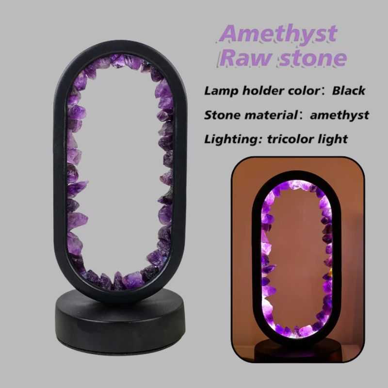 Lampe en cristal d'améthyste naturelle – Lumière apaisante