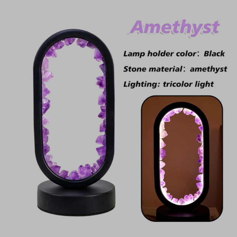 Lampe en cristal d'améthyste naturelle – Lumière apaisante