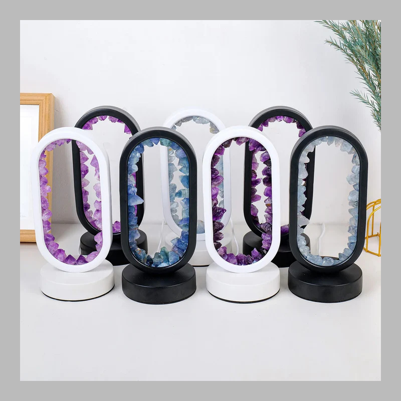 Lampe en cristal d'améthyste naturelle – Lumière apaisante