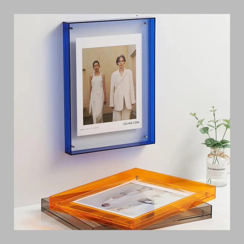 Cadre photo en acrylique transparent coloré – Présentoir décoratif moderne