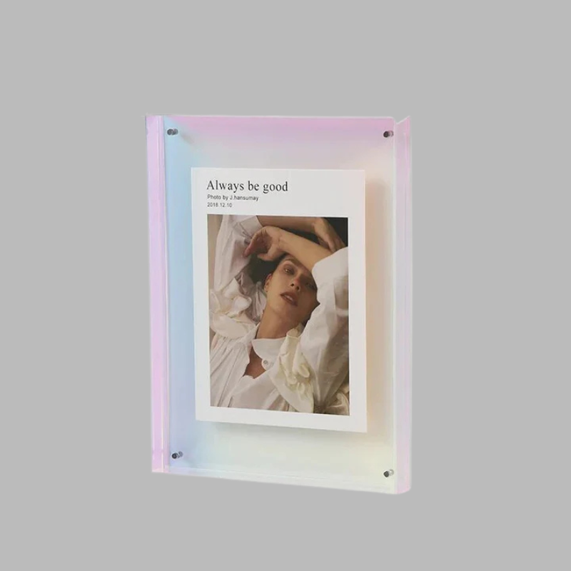Cadre photo en acrylique transparent coloré – Présentoir décoratif moderne