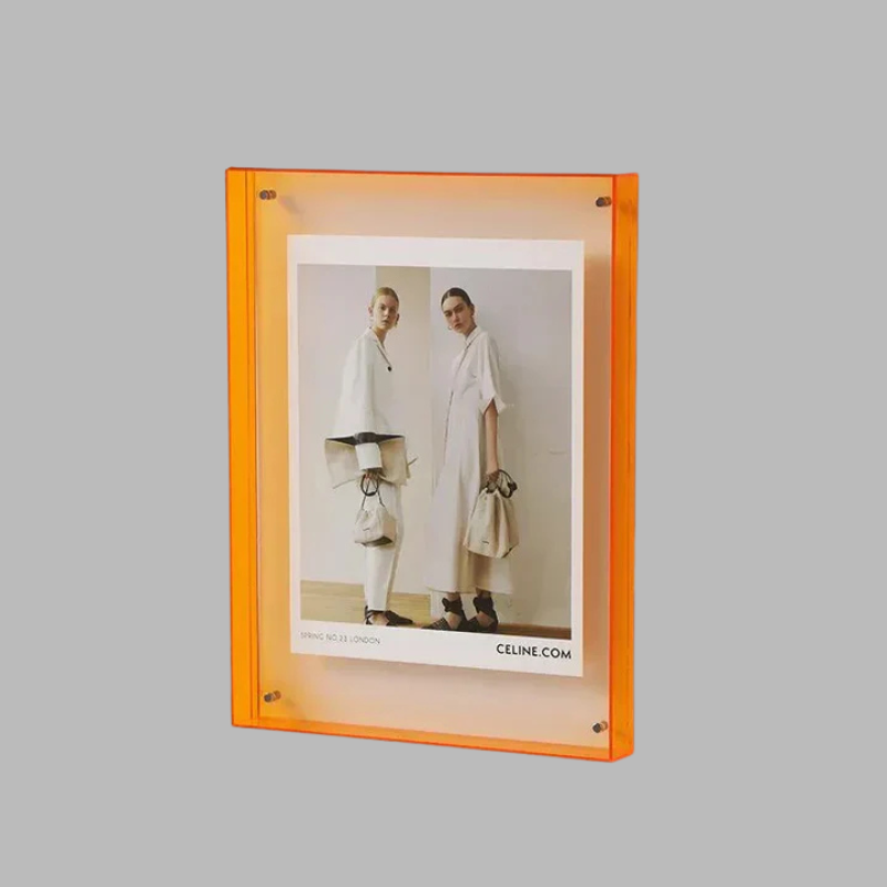 Cadre photo en acrylique transparent coloré – Présentoir décoratif moderne