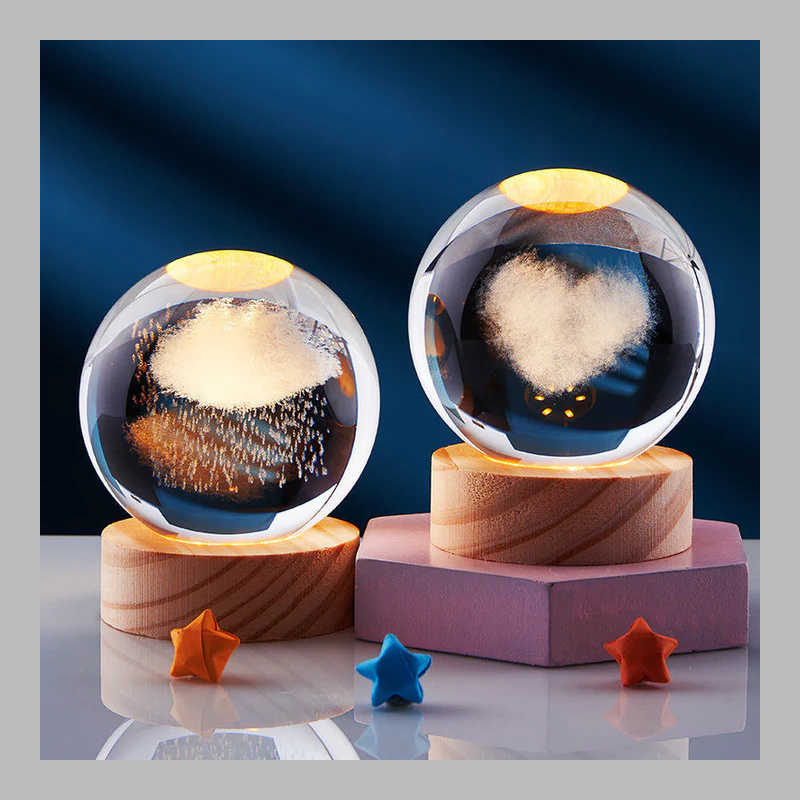 Lampe boule de cristal créative 3D – Éclairage d'ambiance moderne