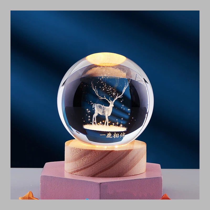 Lampe boule de cristal créative 3D – Éclairage d'ambiance moderne