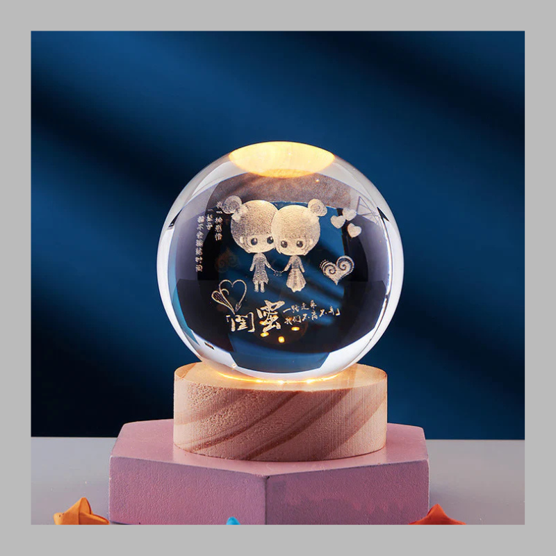 Lampe boule de cristal créative 3D – Éclairage d'ambiance moderne