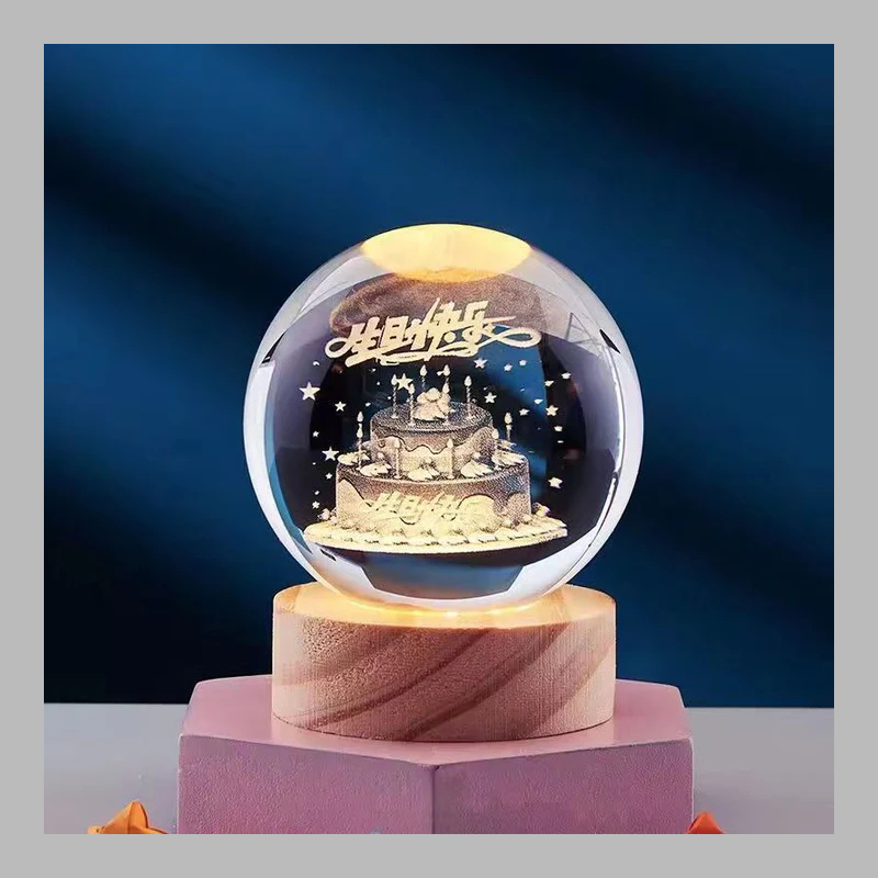 Lampe boule de cristal créative 3D – Éclairage d'ambiance moderne