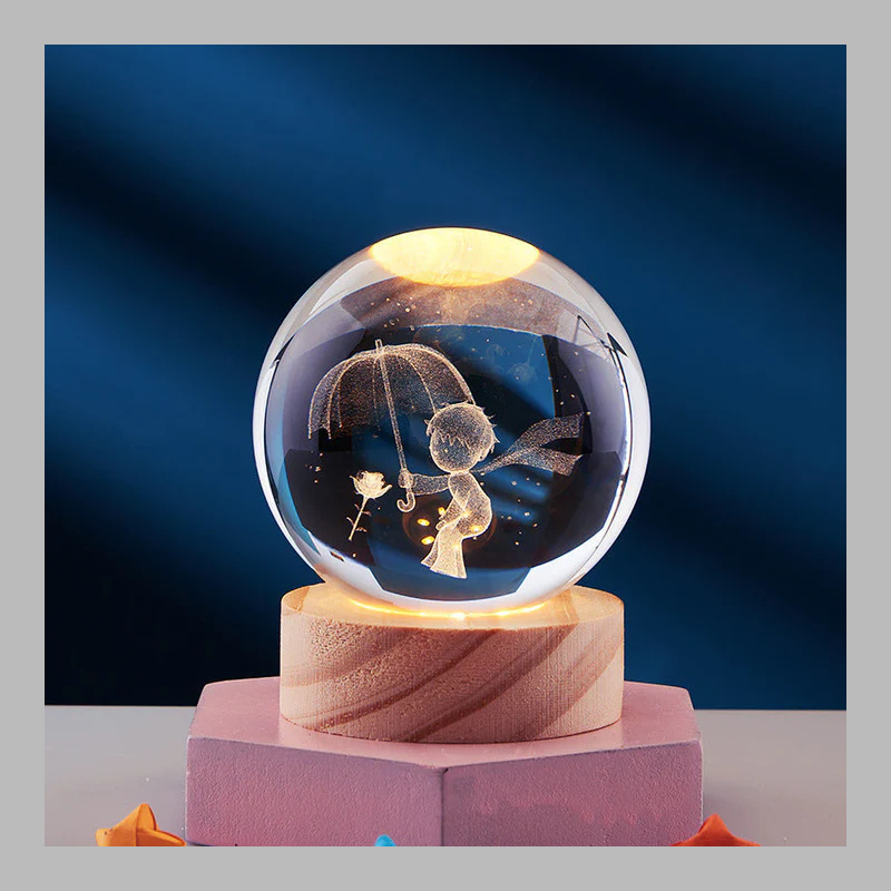 Lampe boule de cristal créative 3D – Éclairage d'ambiance moderne