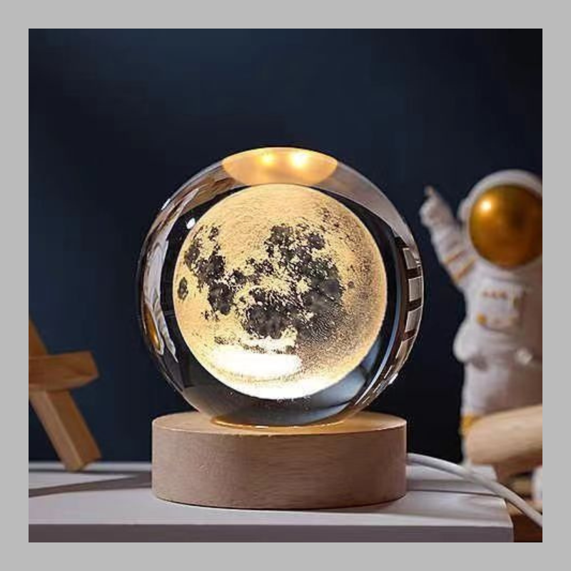 Lampe boule de cristal créative 3D – Éclairage d'ambiance moderne