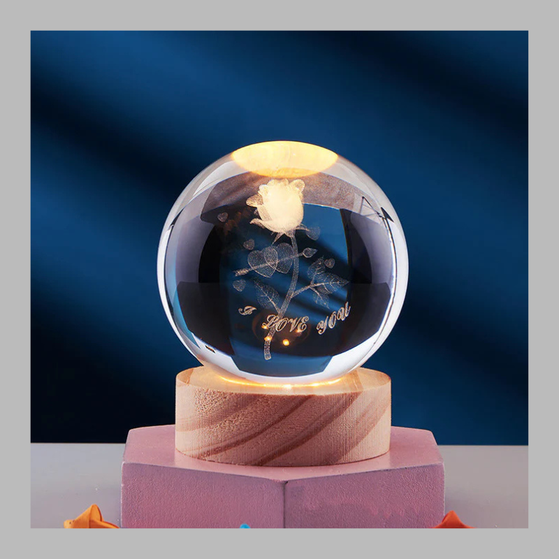 Lampe boule de cristal créative 3D – Éclairage d'ambiance moderne