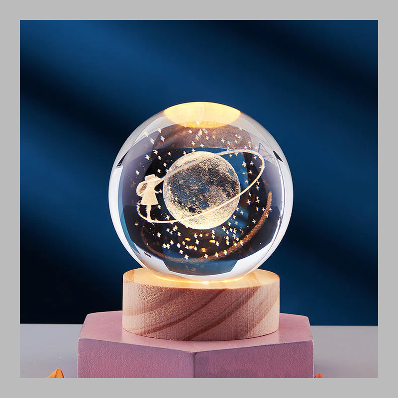 Lampe boule de cristal créative 3D – Éclairage d'ambiance moderne