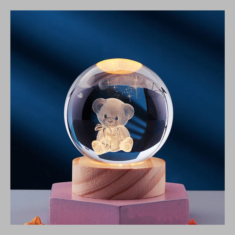 Lampe boule de cristal créative 3D – Éclairage d'ambiance moderne