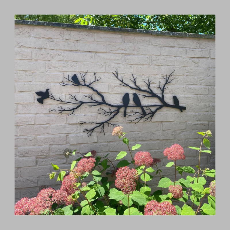 Décoration murale élégante en métal représentant une branche d'oiseau – Décoration d'intérieur moderne inspirée de la nature