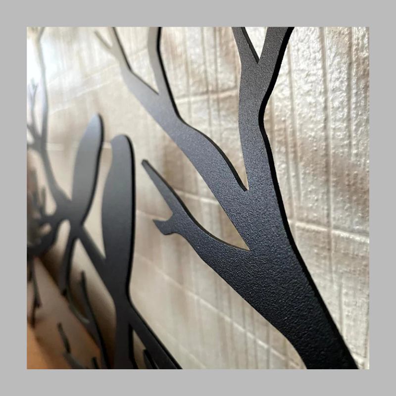 Décoration murale élégante en métal représentant une branche d'oiseau – Décoration d'intérieur moderne inspirée de la nature