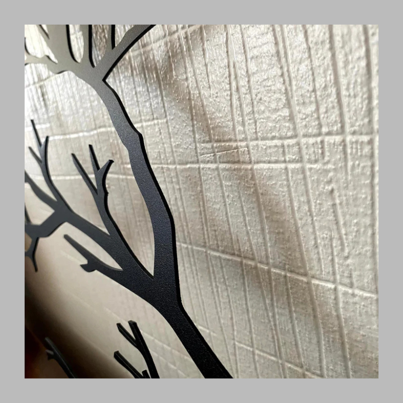 Décoration murale élégante en métal représentant une branche d'oiseau – Décoration d'intérieur moderne inspirée de la nature
