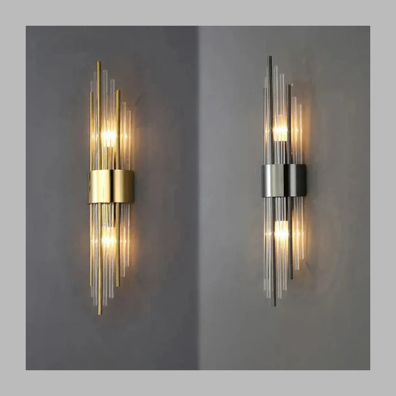 Applique murale innovante en cristal – Éclairage intérieur élégant aux accents dorés