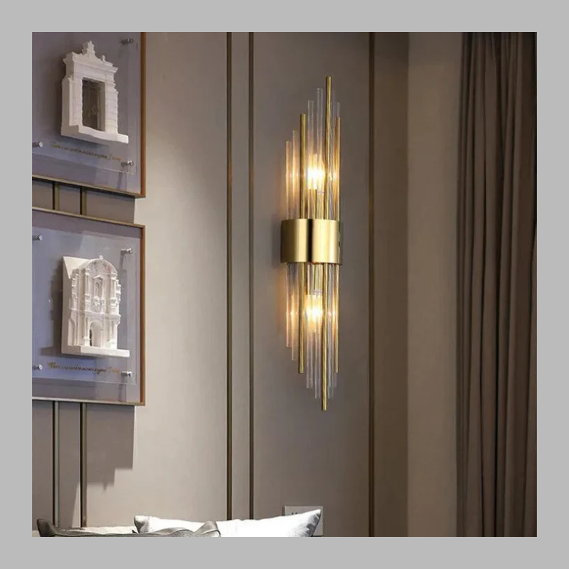 Applique murale innovante en cristal – Éclairage intérieur élégant aux accents dorés