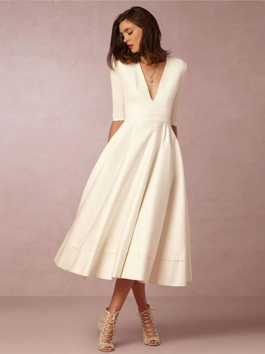 Esther - Robe de cocktail mi-longue chic pour femme